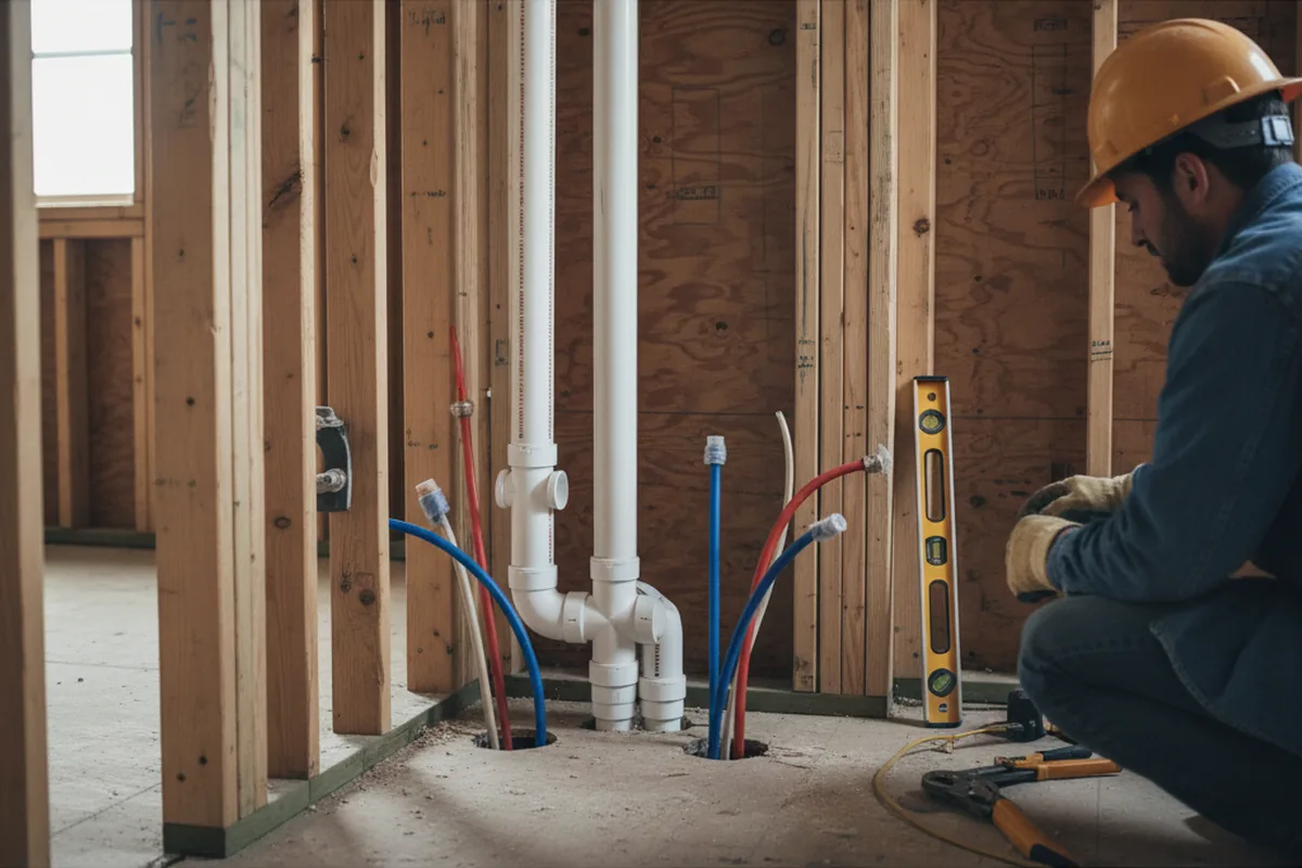Drain and supply rough-in during Drain Cleaning in Baker